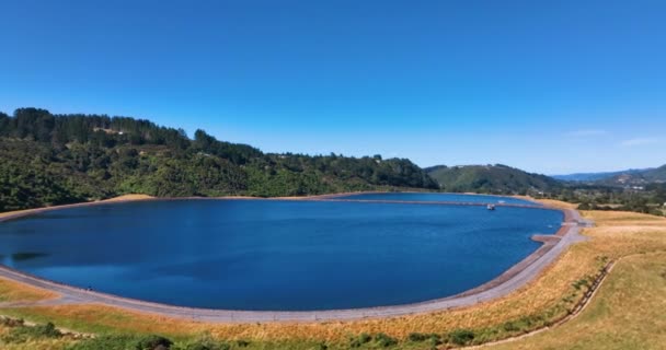 Flight Azure Waters Wellington Marua Water Storage Lakes — Stockvideo