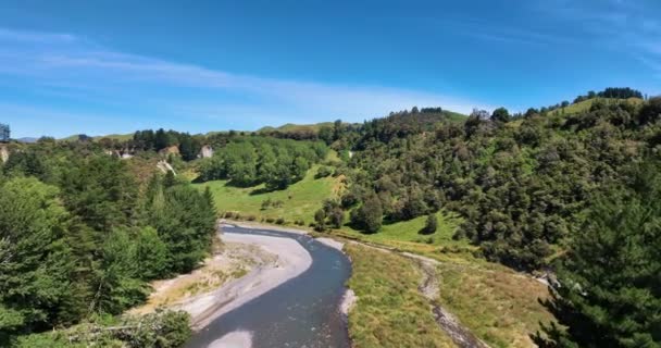 Flight Picturesque Manawatu Valley Stunning Summer Day — Stock videók