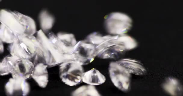 Slow Motion Close Shot Real Shining Brilliant Cut Diamonds Throwing — Stockvideo