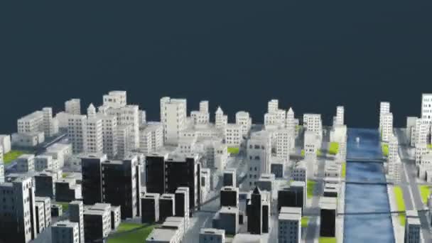 Skyline Digitale Della Città Ruota Loop Senza Soluzione Continuità — Video Stock