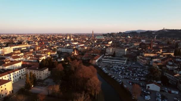 Veduta Aerea Avanti Della Città Vicenza Con Suo Fiume Regione — Video Stock