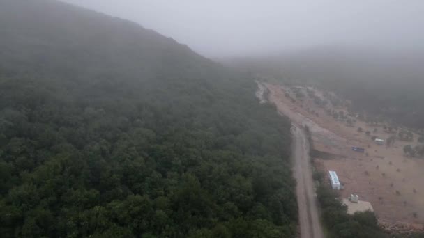 Vue Aérienne Chemin Courbé Paysage Arbre Forêt Profonde Epic Hill — Video