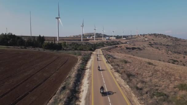 Turbinas Eólicas Monte Gilboa Israel Baja Galilea Hermosa Naturaleza Israel — Vídeo de stock