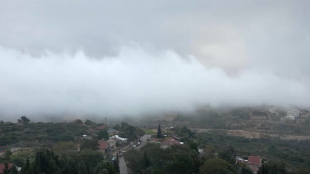 Établissement Montagne Israël Katzir Carpates Dans Brume Matin Vue Aérienne — Video