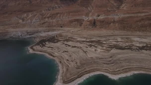 Mrtvé Moře Vznášející Vzdušný Výhled Nad Mrtvé Moře Přírodní Krajina — Stock video