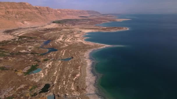 Izrael Mrtvé Moře Poušť Yehuda Mrtvé Moře Vznášející Vzdušný Výhled — Stock video
