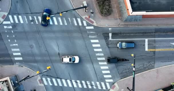 Amish Pferd Und Buggy Der Geschäftigen Stadt Von Oben Nach — Stockvideo