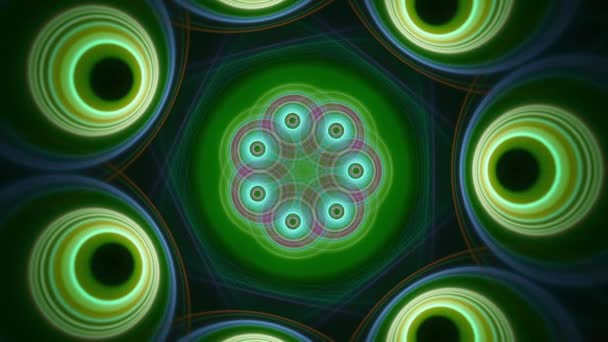 Abstract Floral Fractal Kaleidoscoop Buitenaardse Ogen Naadloze Looping Muziek Kleurrijke — Stockvideo