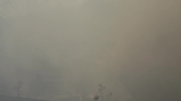 過去に行くスキップ火災からの厚い渦巻く煙 — ストック動画