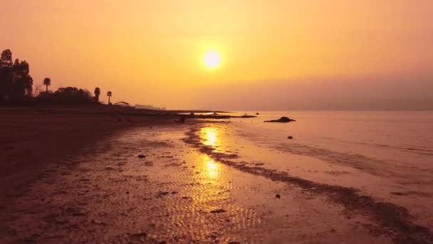 Clido Atardecer Lago Rapel Chile Lago Muestra Signo Sequa Por — Vídeo de Stock