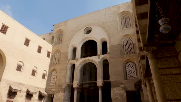 Madrasa Gårdsplass Qalawun Komplekset Kairo Egypt Vippe Ned – stockvideo