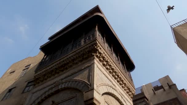 Güzel Ahşap Mashrabiya Desenleri Kahire Deki Eski Bir Binada Oyulmuş — Stok video