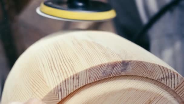 Using Orbital Sander Sanding White Oak Timber Smooth Close — Video