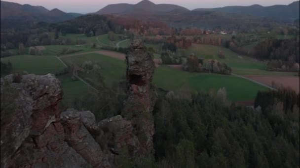 Drone Vista Rocha Geiersteine Alemanha — Vídeo de Stock