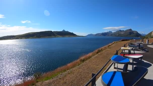 Skreda Rest Area Stunning View Nice Sunny Bright Day Empty — Vídeos de Stock