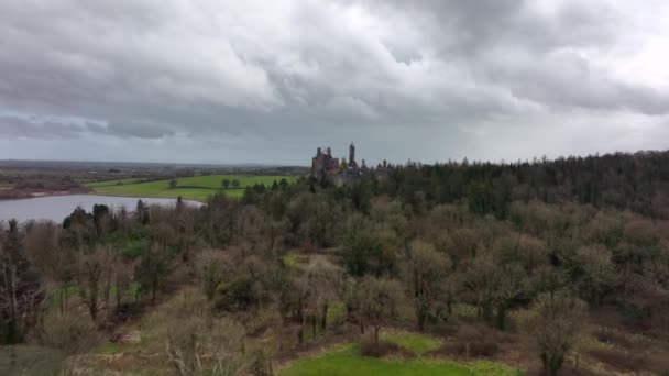 Dromore Castle Limerick Irlanda Março 2022 Drone Empurra Para Castelo — Vídeo de Stock