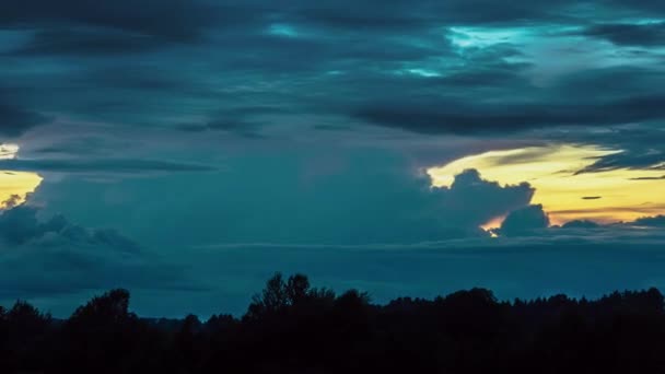 Static View Lightning Storm Clouds Timelapse Thunderstorm Clouds Evening Sky — Vídeo de Stock