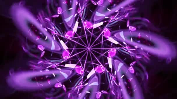 Abstract Floral Fractal Kaleidoscoop Amethist Facetten Naadloze Looping Muziek Kleurrijke — Stockvideo