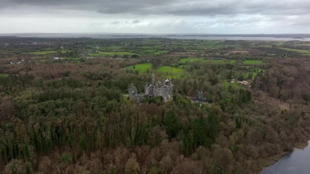 Dromore Castle Limerick Ireland March 2022 Drone Orbits Lough Southeast — Vídeo de stock