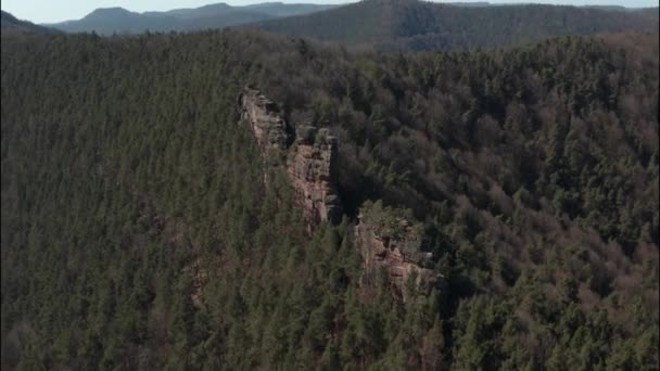 Drone View Geiersteine Duitsland — Stockvideo