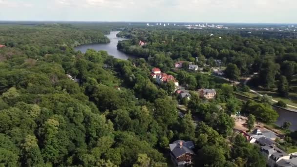 Perfect Aerial Flight Panorama View Drone Shot Luxury Villa Lake — Video Stock