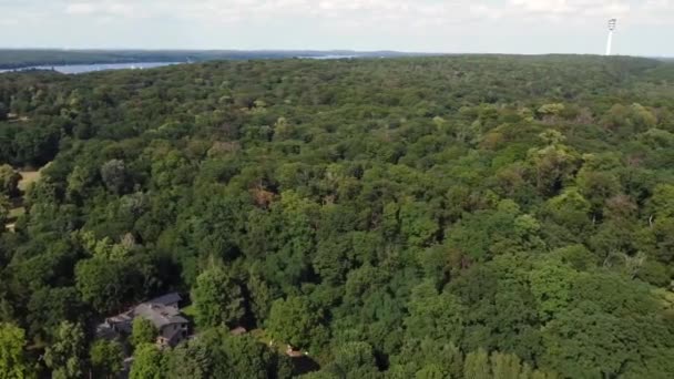 Calma Aerea Panoramica Drone Volo Curva Sparato Nel Cielo Fiume — Video Stock