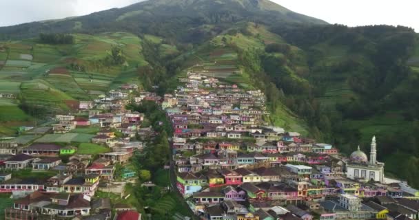 Aerial Trucking Shot Beautiful Village Nepal Van Java Indonesia Sunny — 비디오