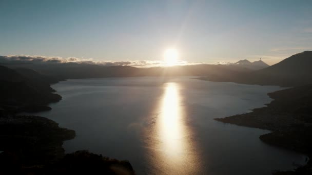 Beautiful Sunset Rostro Maya San Juan Laguna Guatemala Aerial Shot — ストック動画