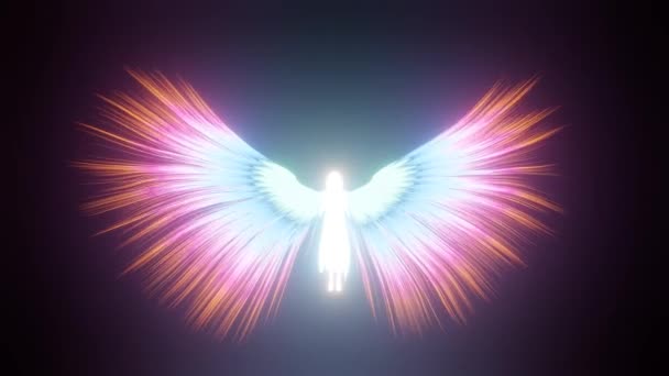 Angel Spreading Wings Loop Glowing Blue Angel Flying Rendering Spiritual — 비디오