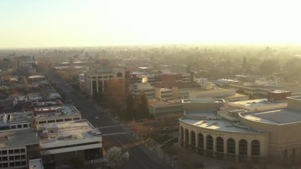 Modesto California Usa Gallo Center Arts Drone View Golden Hour — Stock Video