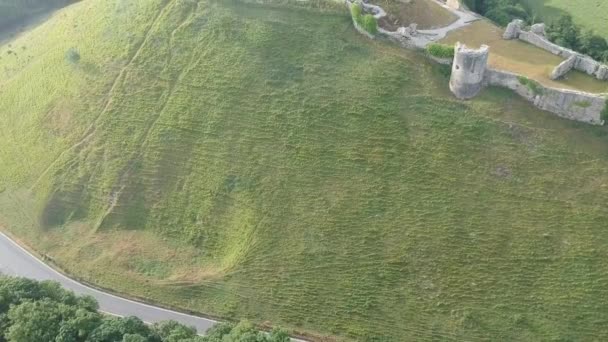Corfe Castle Tilt Dezvăluie Drona Împușcată — Videoclip de stoc