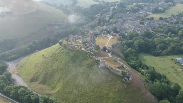 Castelul Corfe Zboară Drona Sus — Videoclip de stoc
