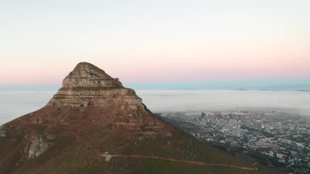 Amazing View Lions Head Mountain Cape Town South Africa Aerial — Stockvideo