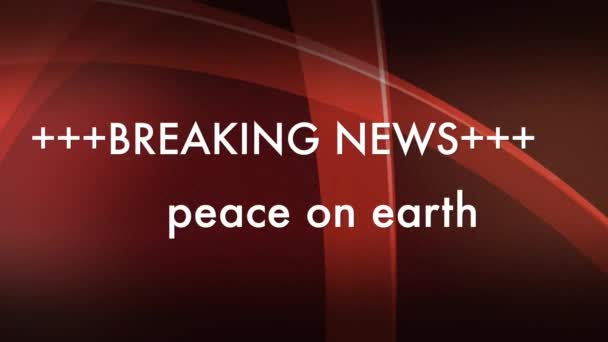 Título Vídeo Rojo Animado Que Dice Breaking News Peace Earth — Vídeo de stock