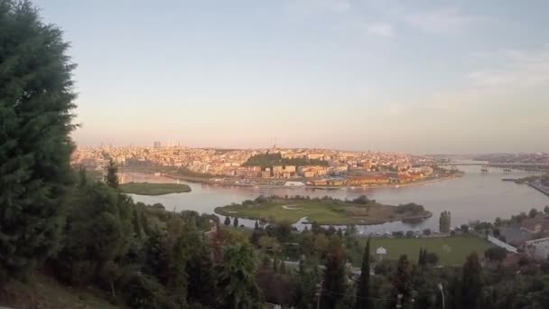 Istanbul Top View Eyp Teleferik Gouden Hoorn — Stockvideo