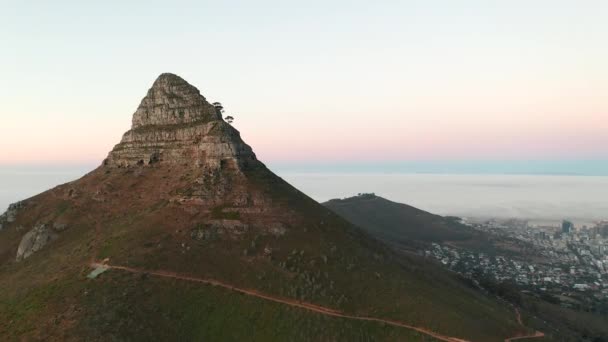 View Lion Head Mountain Cape Town South Africa Aerial Drone — стокове відео