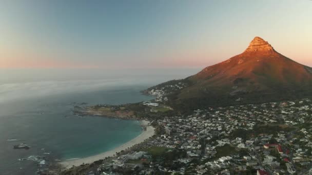 Scénický Pohled Tábory Bay Lví Hlava Hora Jižní Africe Při — Stock video