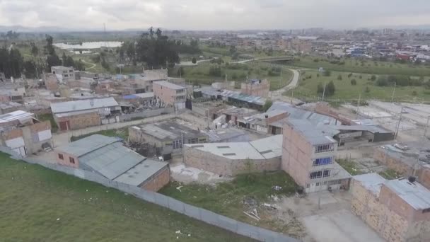 Bogot Colombia 贫穷的社区 空中景观 — 图库视频影像