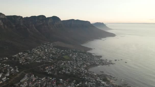 Aerial View Camps Bay Cape Town South Africa Drone Shot — стоковое видео