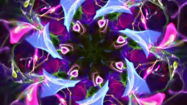 Caleidoscopio Fractal Floral Abstracto Ondulaciones Gota Agua Música Bucle Sin — Vídeos de Stock