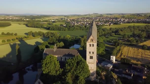 Légi Kilátás Szent Lubentius Templom Dietkirchen Németországban — Stock videók