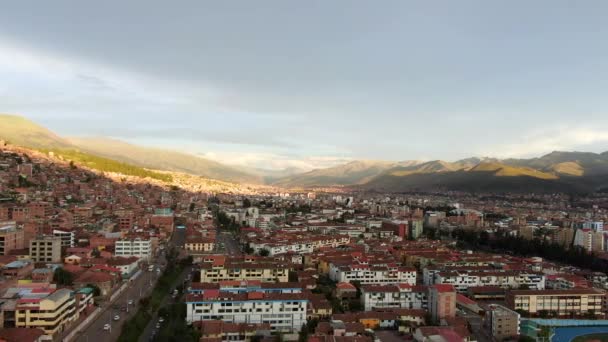 Luchtfoto Van Gebouwen Huizen Mariscal Gamarra District Cusco Peru Drone — Stockvideo