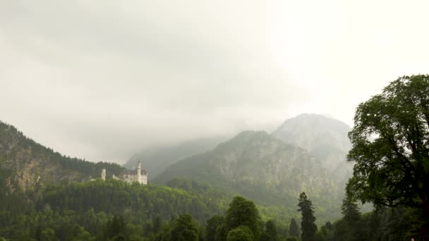 Castelul Grand Neuschwanstein Arhitectura Romanică Renaștere Împușcat Larg Germania — Videoclip de stoc
