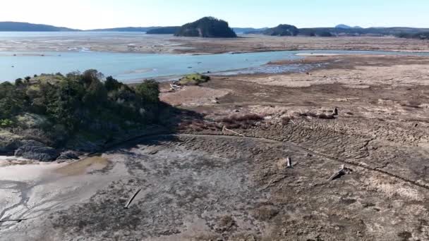 Cinematic Aerial Drone Trucking Shot Craft Island Skagit River Valley — Video
