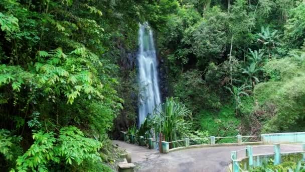 Vista Aérea Que Aproxima Cascada Sao Nicolau Santo Tomé África — Vídeos de Stock