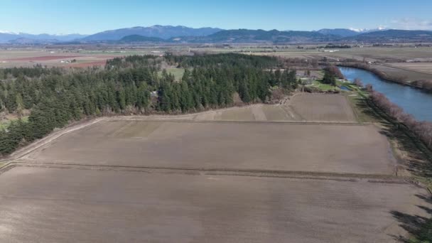 Cinematic Aerial Drone Footage Craft Island Skagit River Valley Washington — Vídeo de Stock