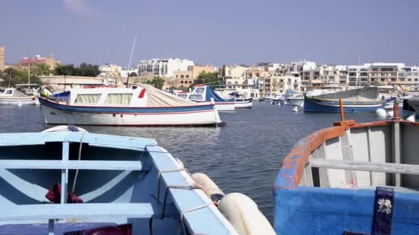 Despertando Flota Fresca Barcos Pesca Marsaxlokk Malta — Vídeos de Stock