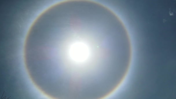 Rare Rainbow Circular Halo Sun Optical Phenomenon Blue Day Light — Wideo stockowe