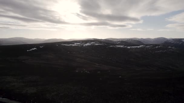 Cinematic Aerial Drone Footage Rising Mountain Landscape Heather Moorland Patches — Stockvideo