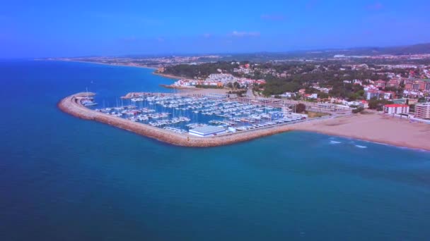 Effect Dronei Port Creixell Catalonia Spain Year 2022 Aerial Views — Video Stock